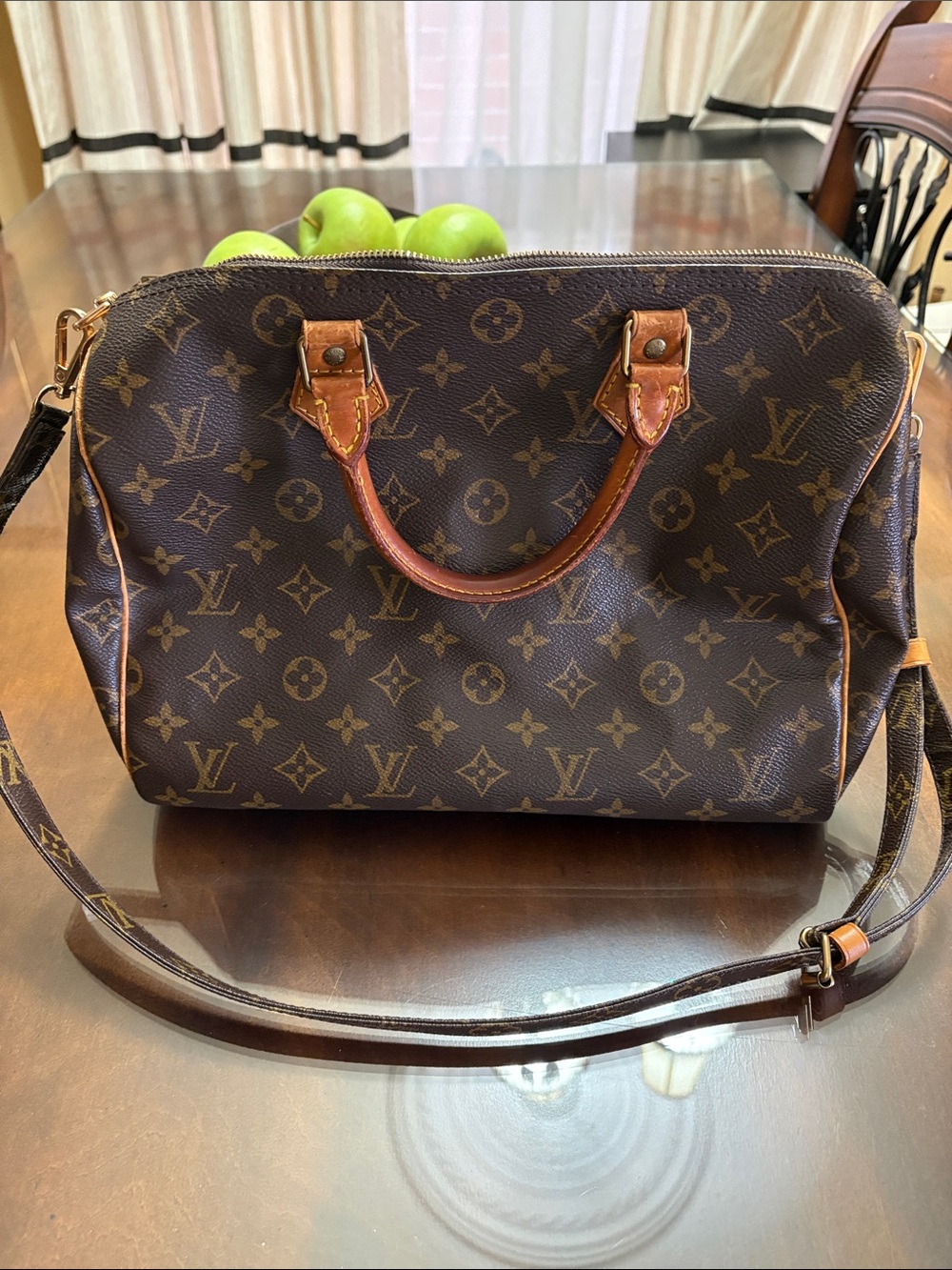 Louis Vuitton Monogram Satchel in Brown and Tan